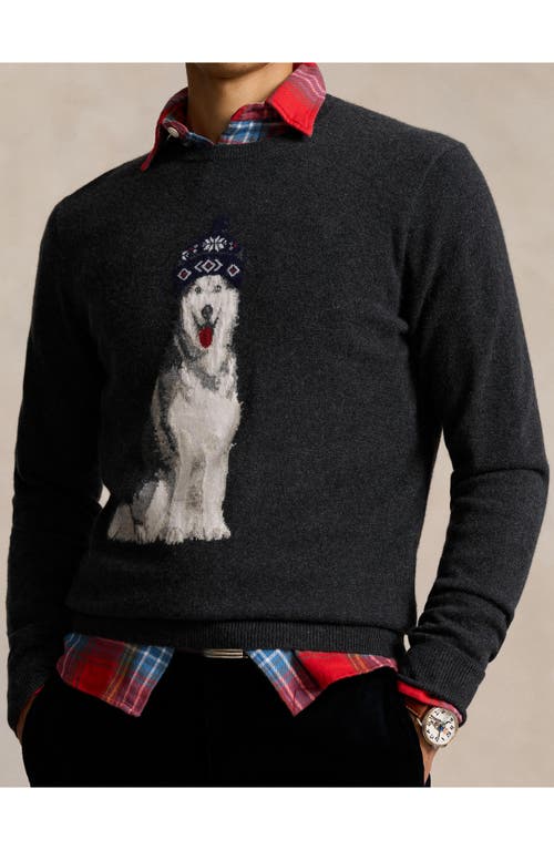 Shop Polo Ralph Lauren Husky Intarsia Cashmere Sweater In Dark Granite Heather