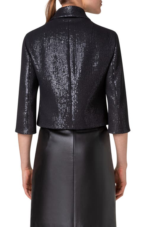 Shop Akris Winslow Sequin Crop Jacket In Black