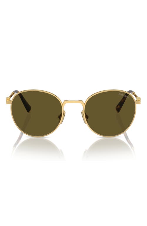 Miu Miu 50mm Round Sunglasses In Dark Brown
