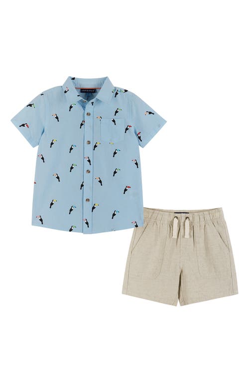 Andy & Evan Kids' Toucan Short Sleeve Cotton Button-Up Shirt Shorts Set Blue at Nordstrom,