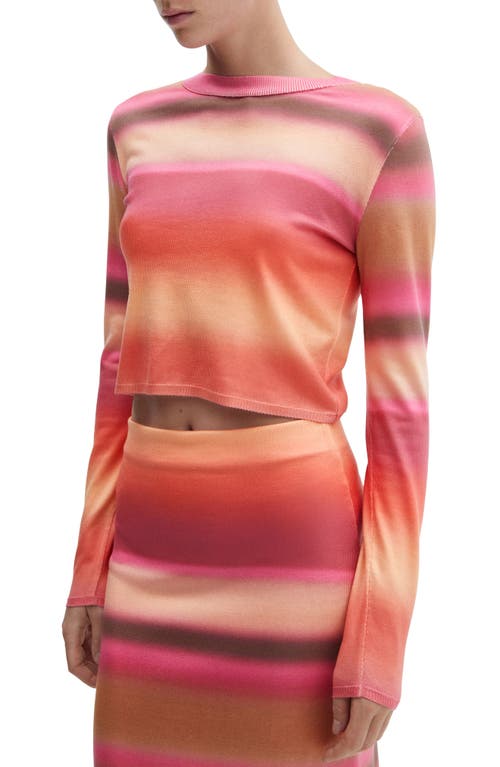 MANGO Gradient Stripe Knit Top Orange at Nordstrom,