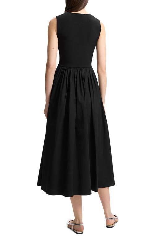 Shop Theory Mixed Media Sleeveless Midi Dress In Black - 001