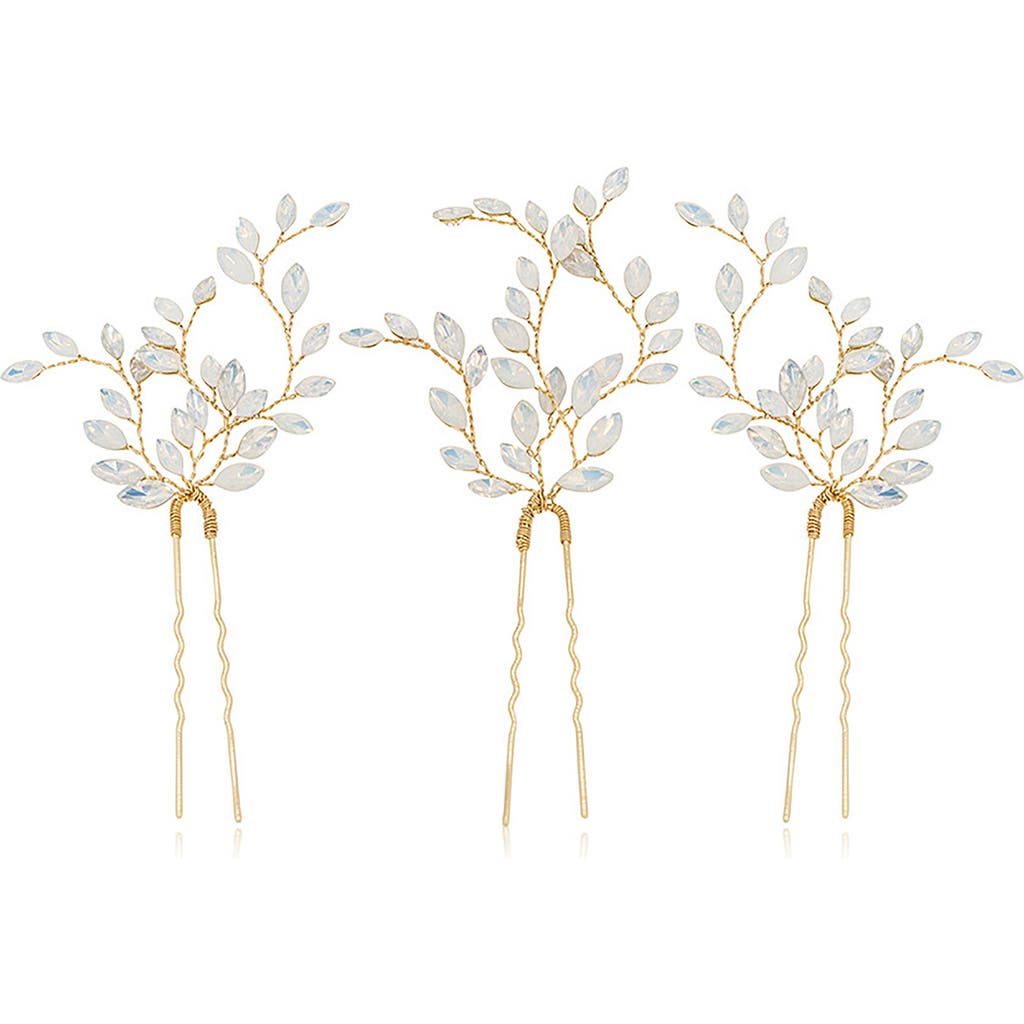 Brides And Hairpins Brides & Hairpins Evin Set Of 3 Opal Hair Pins In White