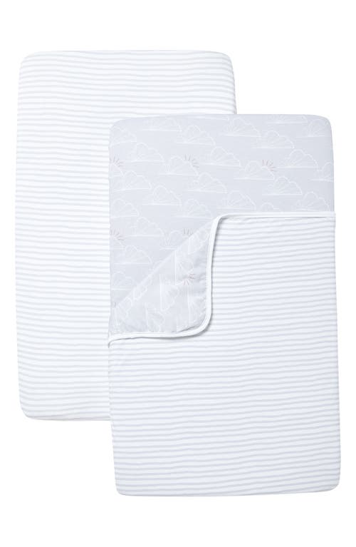 BEABA by Shnuggle Air Set of 2 Bedside Sleeper Infant Crib Sheets & Reversible Blanket in Cloud at Nordstrom