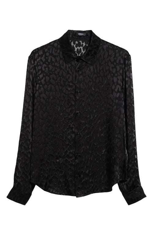 Shop Versace Leopard Devoré Button-up Shirt In Black