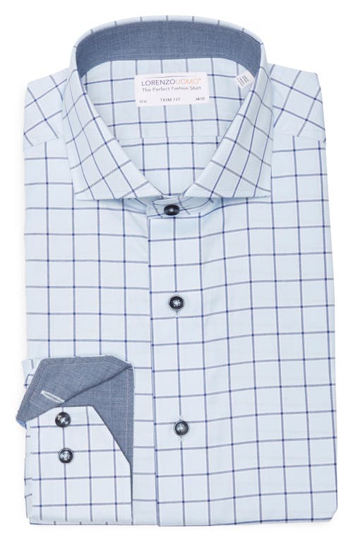 Shop Lorenzo Uomo Trim Fit Textured Windowpane Dress Shirt In Light Blue/navy