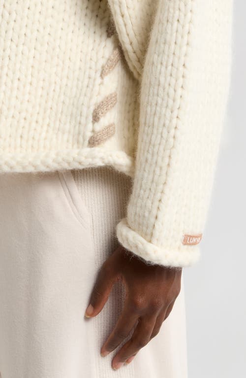 Lunya Lofty Wool Blend Whipstitch Mock Neck Sweater In Waltzing Ivory