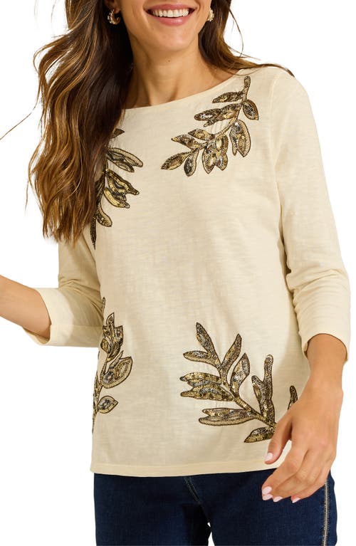 Tommy Bahama Forever Fronds Sequin Embellished Organic Cotton Graphic T-shirt In Coconut