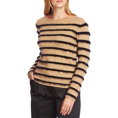 Vince Camuto Eyelash Chenille Stripe Sweater, Beige