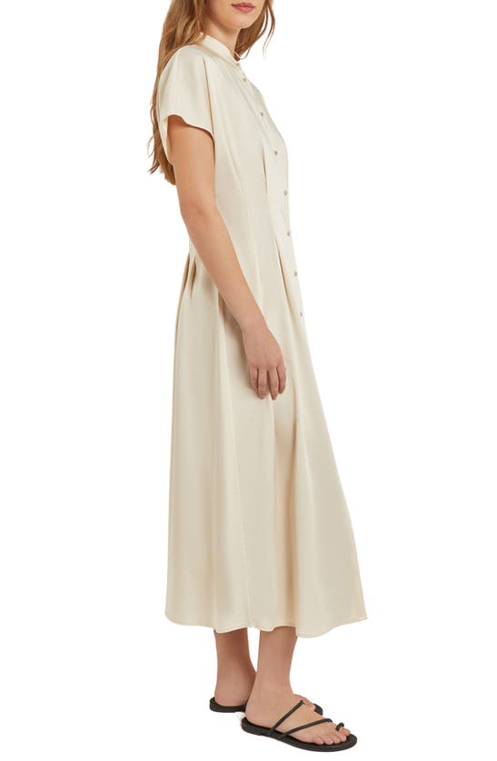 Shop Misook Pleated Midi Shirtdress In Parchment