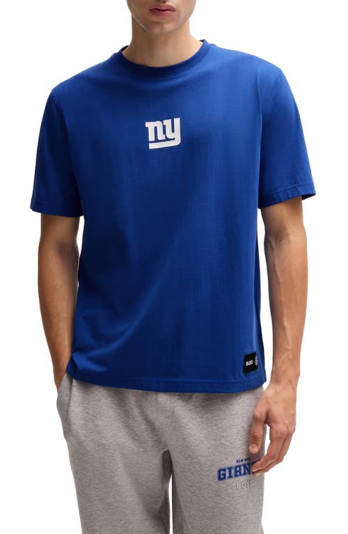 Shop Hugo Boss Boss X Nfl Stretch Cotton Graphic T-shirt In New York Giants - Blue