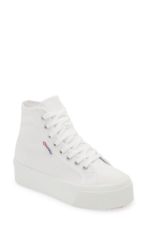 Superga 2708 High Top Platform Sneaker in White 