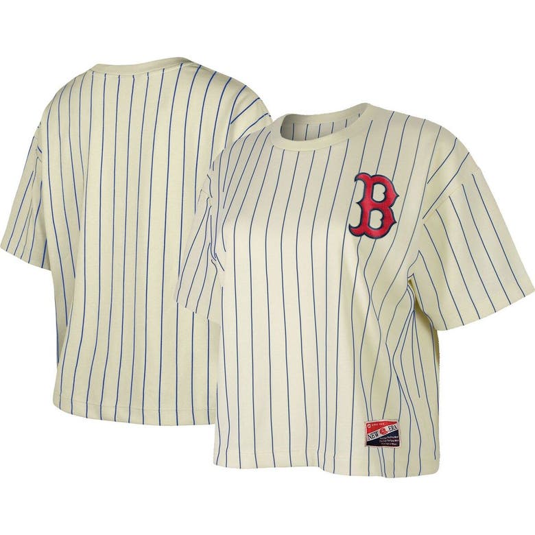 New Era White Boston Red Sox Boxy Pinstripe T-shirt In Cream