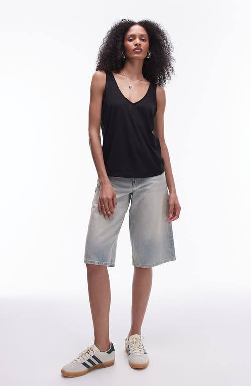 Shop Topshop Slouchy V-neck Tank In Black