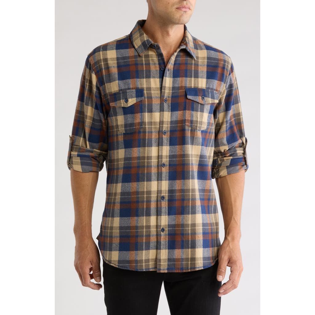 Burnside Plaid Flannel Shirt In Brown