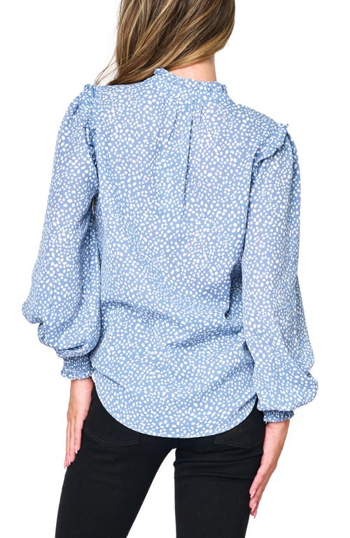 Gibsonlook Dot Print Woven Top In Denim Dot