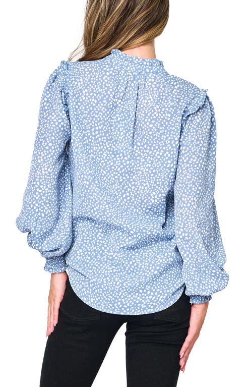 Shop Gibsonlook Dot Print Woven Top In Denim Dot