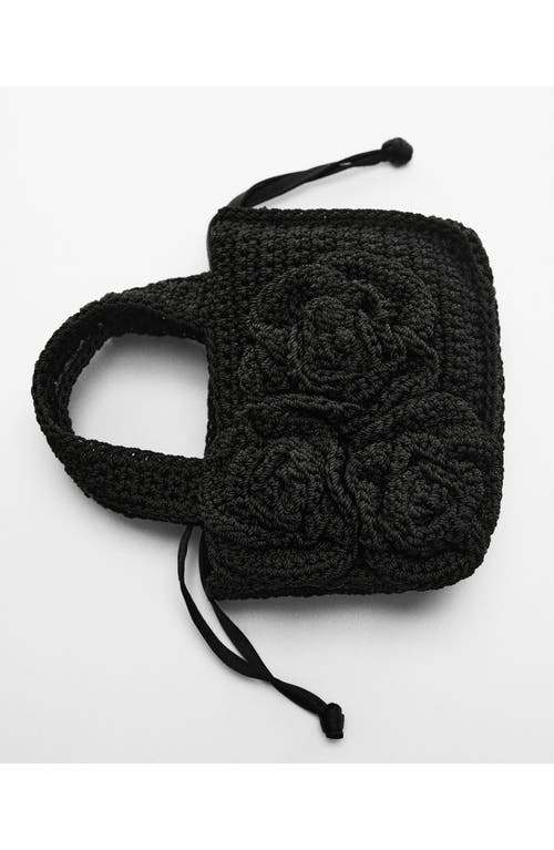 Shop Mango Crochet Top Handle Bag In Black