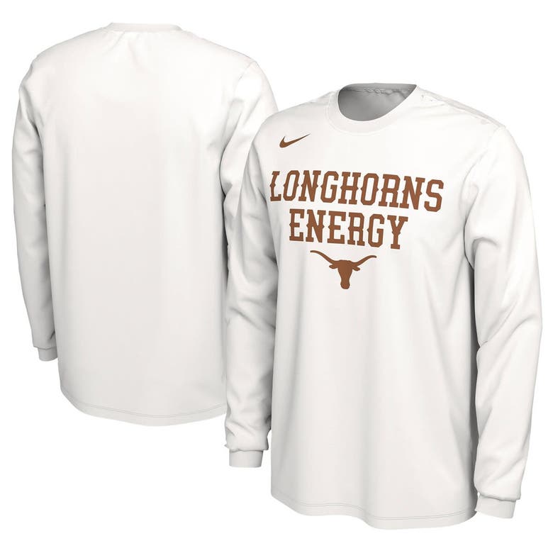 Nike Unisex   White Texas Longhorns 2024 On-court Bench Energy Long Sleeve T-shirt