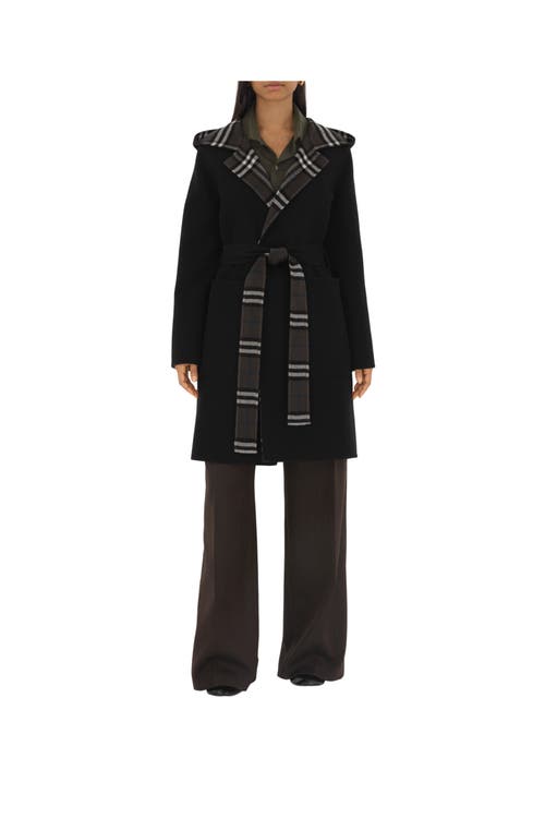 Burberry Mid-length Reversible Wool Car Coat In Black