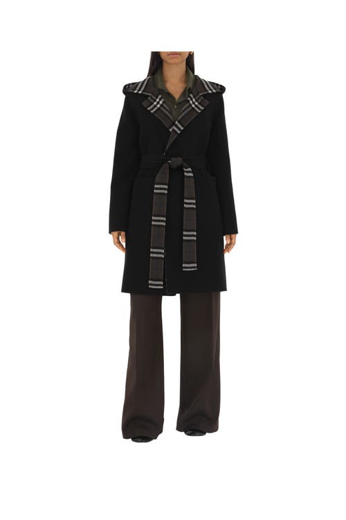 BURBERRY BURBERRY MID-LENGTH REVERSIBLE CHECK WOOL CAR COAT 