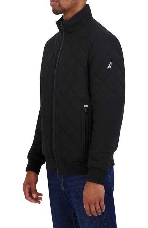 Nautica Diamond Quilted Bomber Jacket In Black