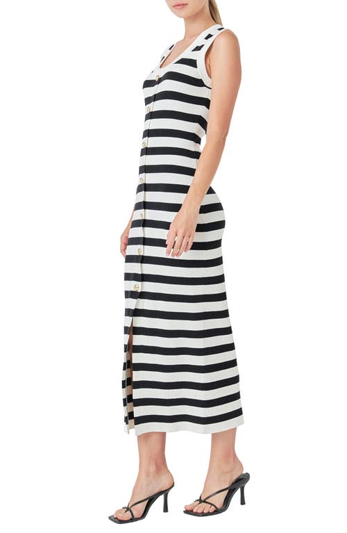 Endless Rose Stripe Sleeveless Midi Dress In White/ Black