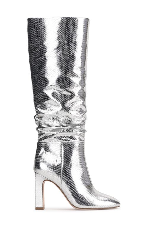 Shop Jessica Simpson Minerva Knee High Boot In Silver Metallic Snake