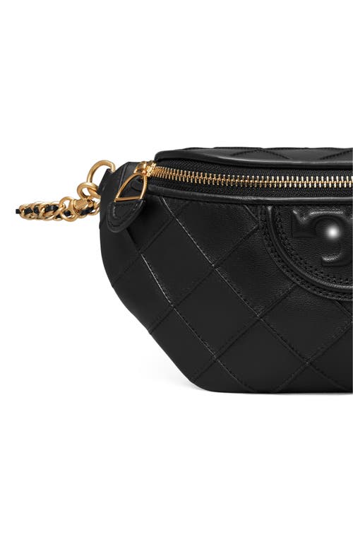 Tory Burch Fleming Soft Quilted Leather Belt Bag In Black