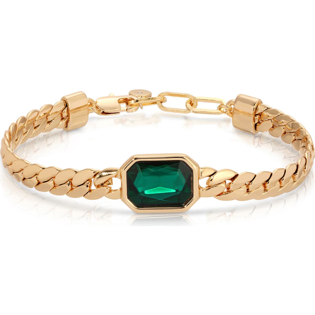 Ettika Deco Crystal Statement Cuban Chain Bracelet In Green