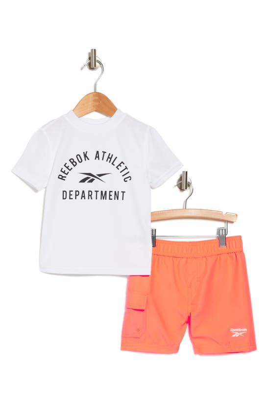 Shop Reebok Kids' Athletic Graphic T-shirt & Shorts Set In Orange Flare