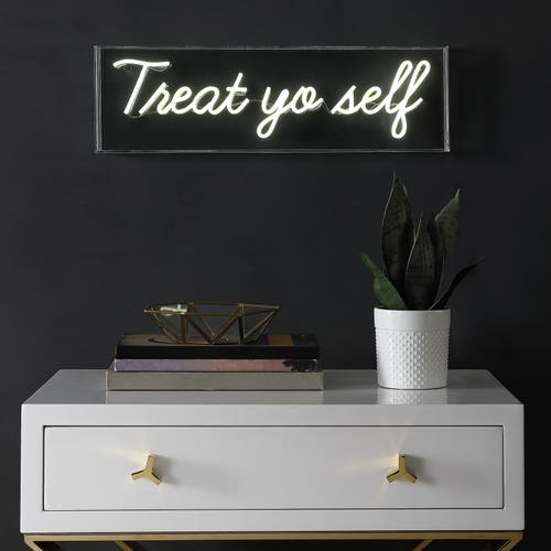 Jonathan Y Treat Contemporary Glam Acrylic Box Usb Operated Led Neon Light In White