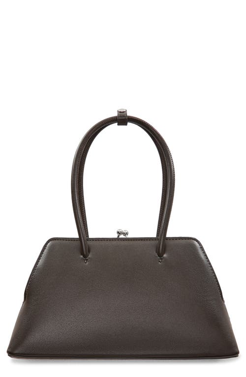 Faux Leather Frame Top Handle Bag in Dark Grey