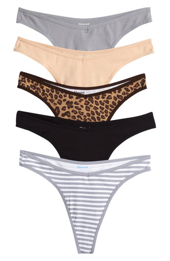 Shop Abound Quinn Assorted 5-pack Thongs In Tan Leopard Multi