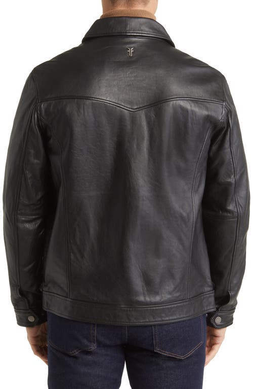 Frye Men's Classic Leather Snap-front Trucker Jacket In Black