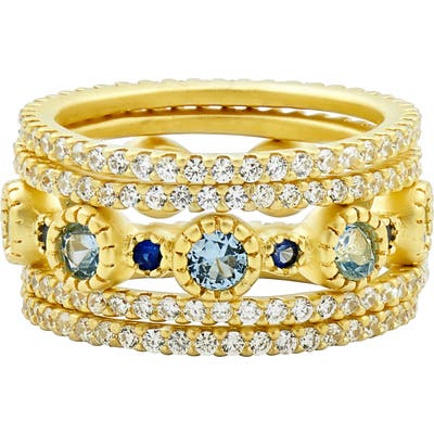 Freida Rothman Imperial Blue Set Of 5 Stackable Rings
