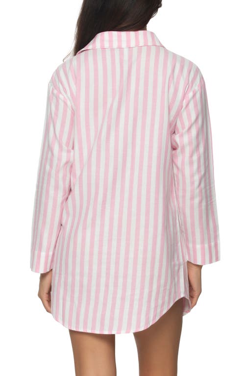 Felina Mirielle Sleep Shirt In Sea Pink Stripe