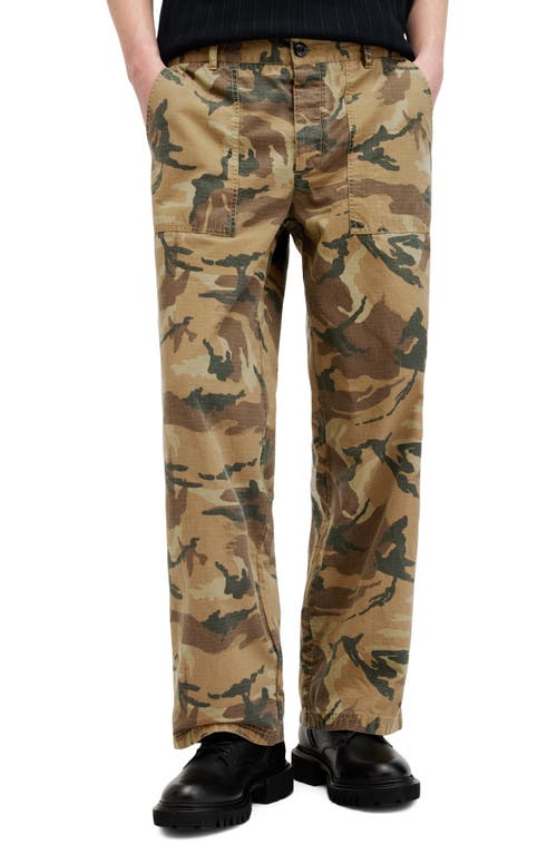 Shop Allsaints Gaspar Camo Straight Leg Pants In Camo Brown