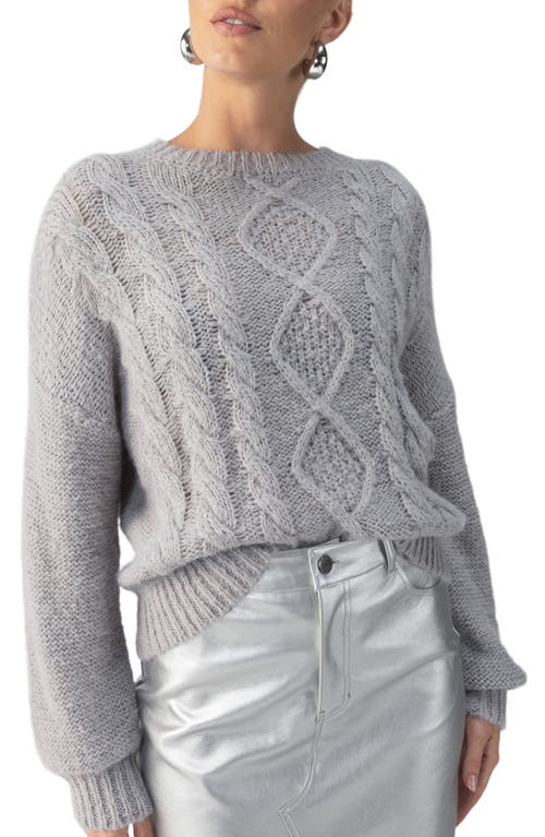 Shop Sanctuary Cozy Cable Stitch Crewneck Sweater In Heather Asphalt