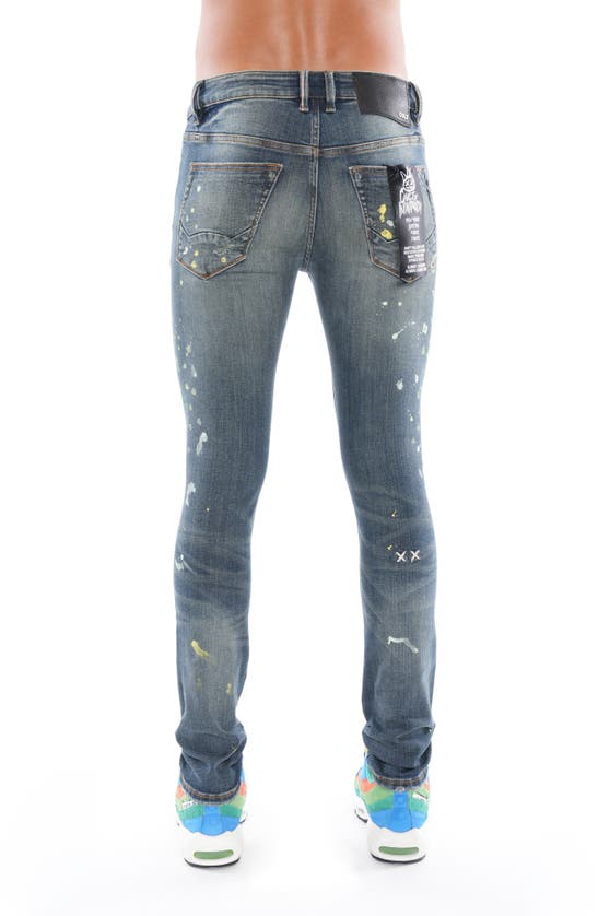 Cult Of Individuality Punk Spattered Super Skinny Jeans In Chaos