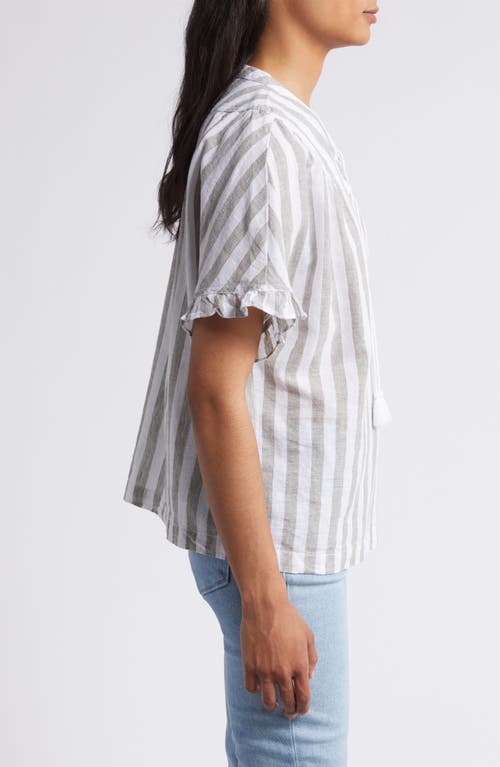 Shop Beachlunchlounge Leia Stripe Linen & Cotton Top In Tennis Field