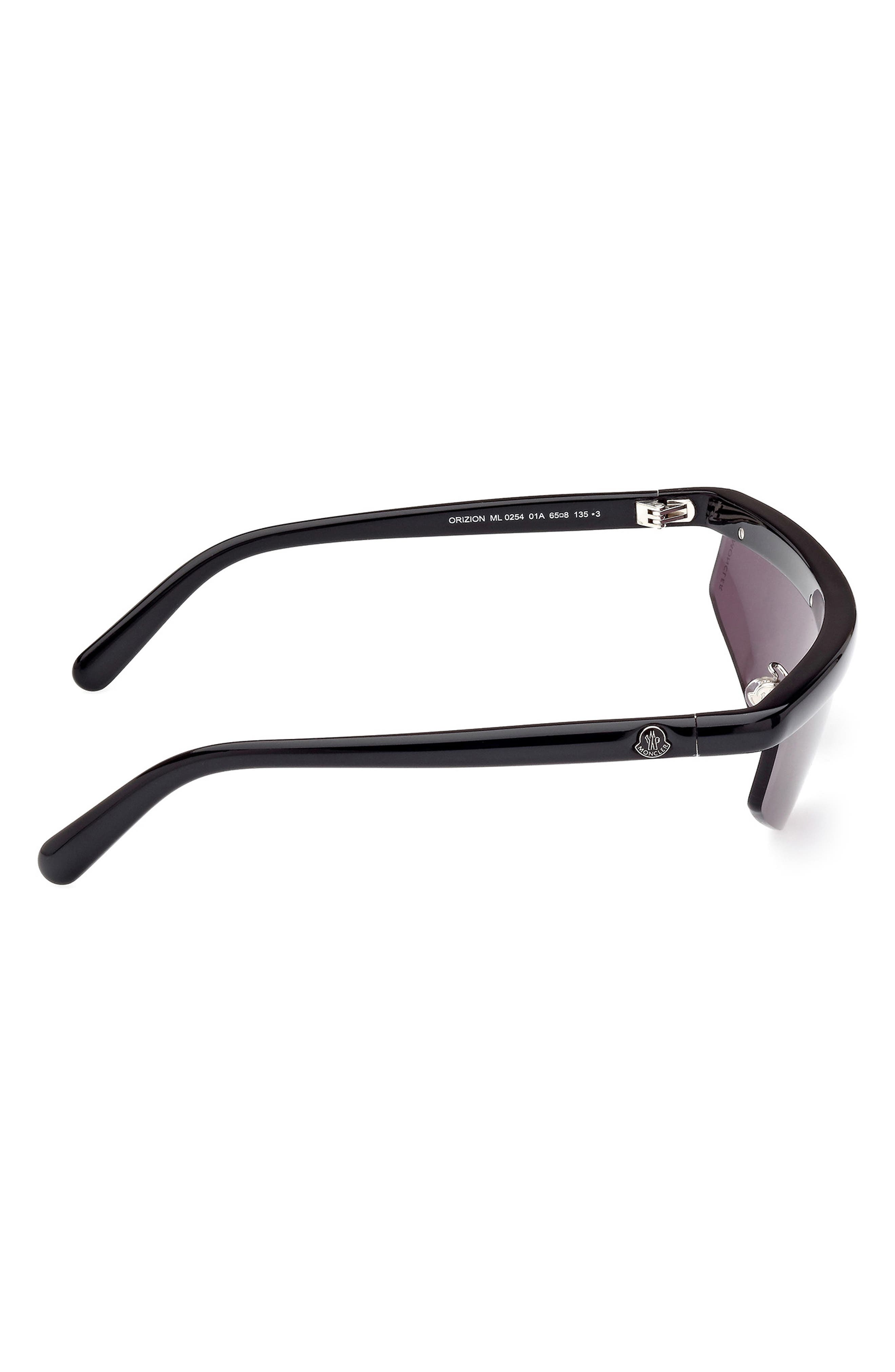 Moncler Orizion 65mm Rectangular Sunglasses in Black /Smoke 
