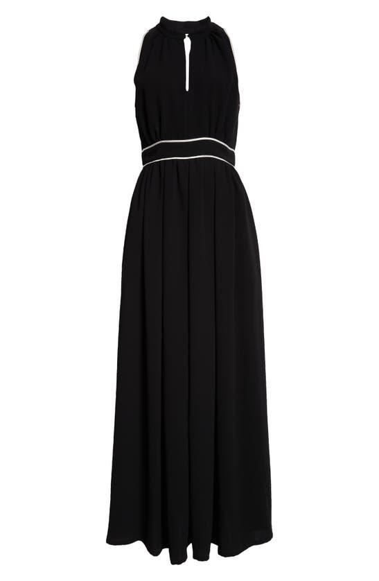 Shop Max Mara Once Contrast Trim Crepe Halter Maxi Dress In Black