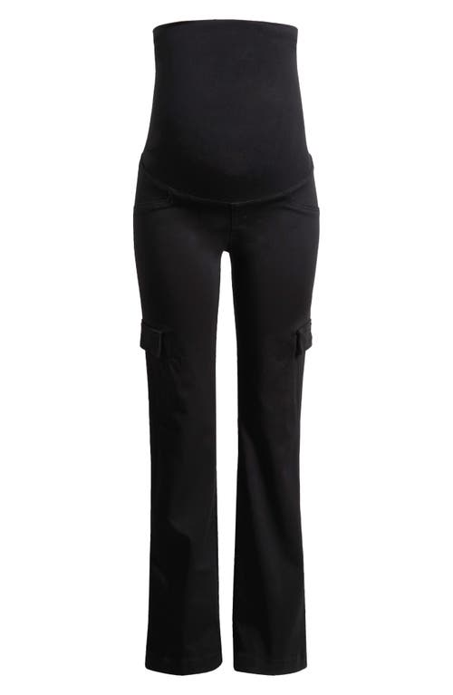 1822 Denim Over The Bump Cargo Bootcut Maternity Pants In Black