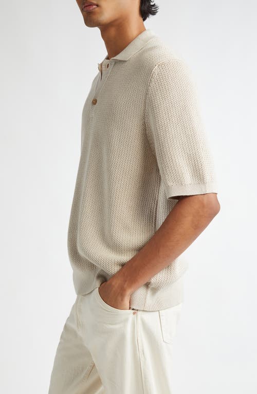 Shop Sunspel Melrose Textured Knit Polo In Ecru