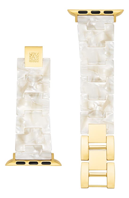 Shop Anne Klein Marbelized Apple Watch® Watchband In Ivory
