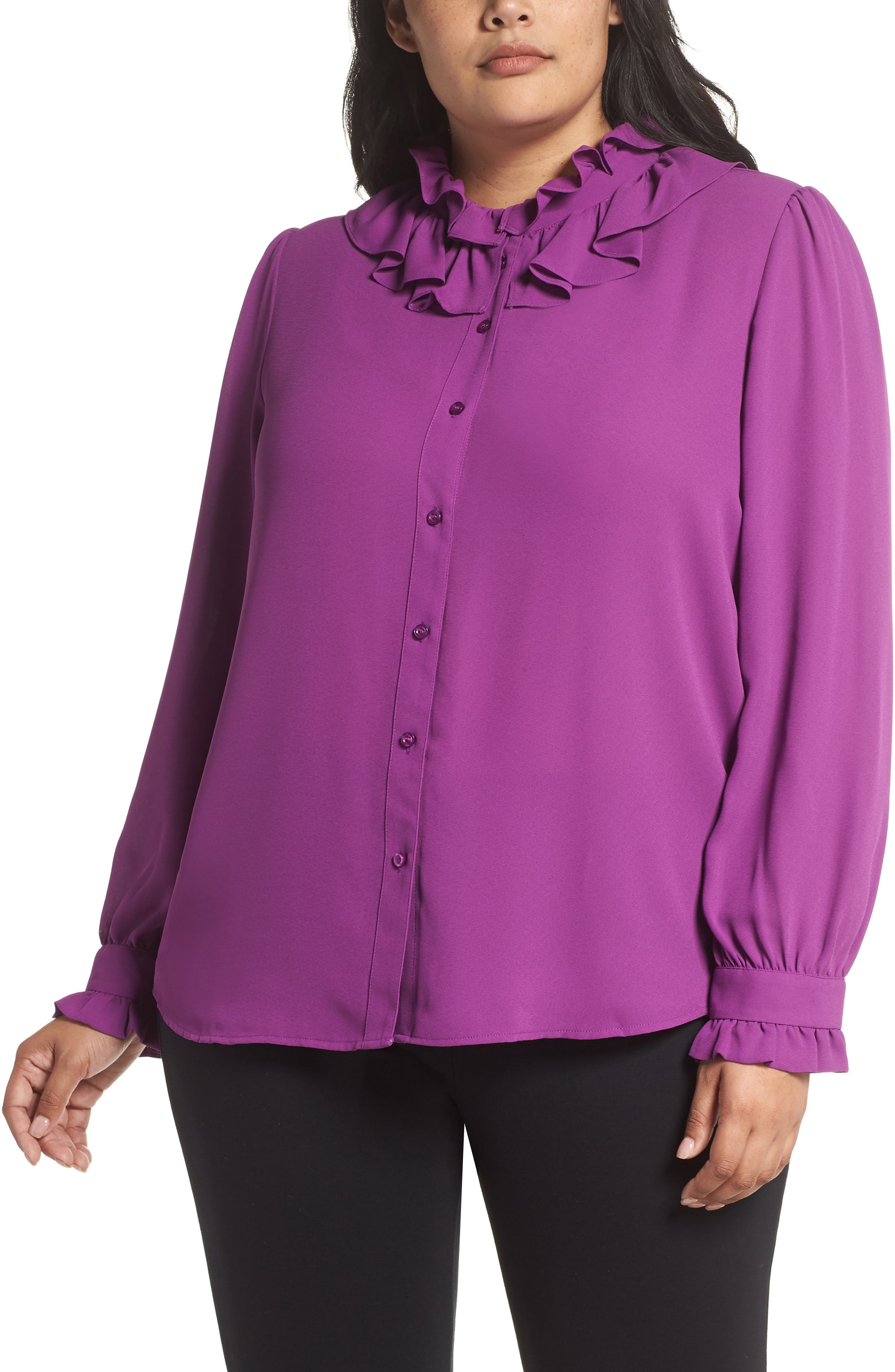 halogen ruffle neck blouse