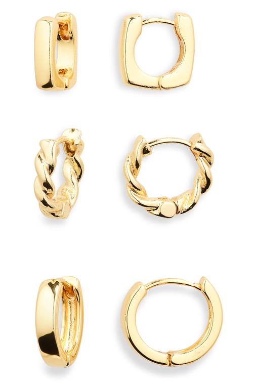 14K Gold Dipped Assorted 3-Pair Hoop Earrings