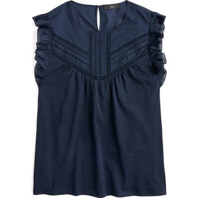 J.crew Point Sur Collection Eyelet Flutter Sleeve Tee, Blue