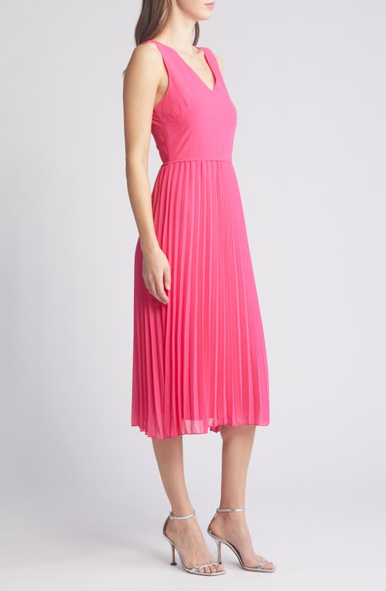 Shop Sam Edelman V-neck Accordion Pleat Dress In Pretty Pink